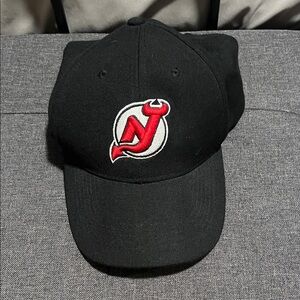NJ Devils Black Cap with Red Logo